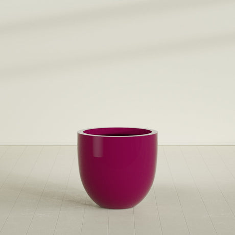 Alzira Bowl Planter in Gloss Eggplant, 30"D × 28"H, shown empty