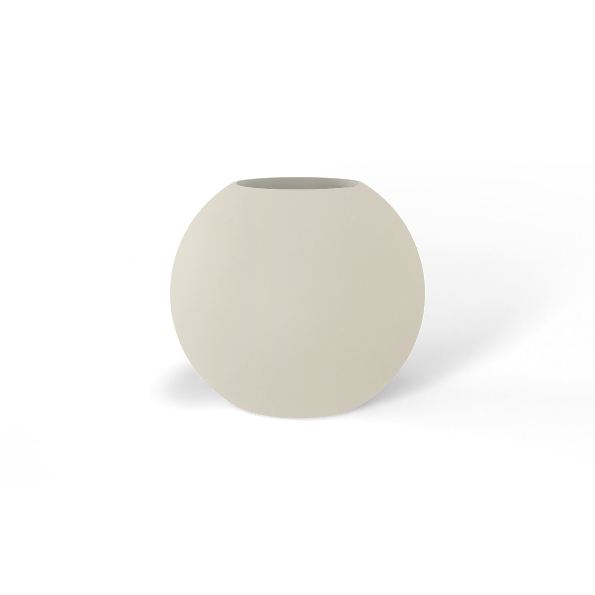 Globe round sphere fiberglass planter in satin beige