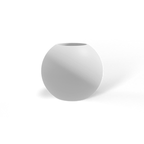 Globe round sphere fiberglass planter in matte white