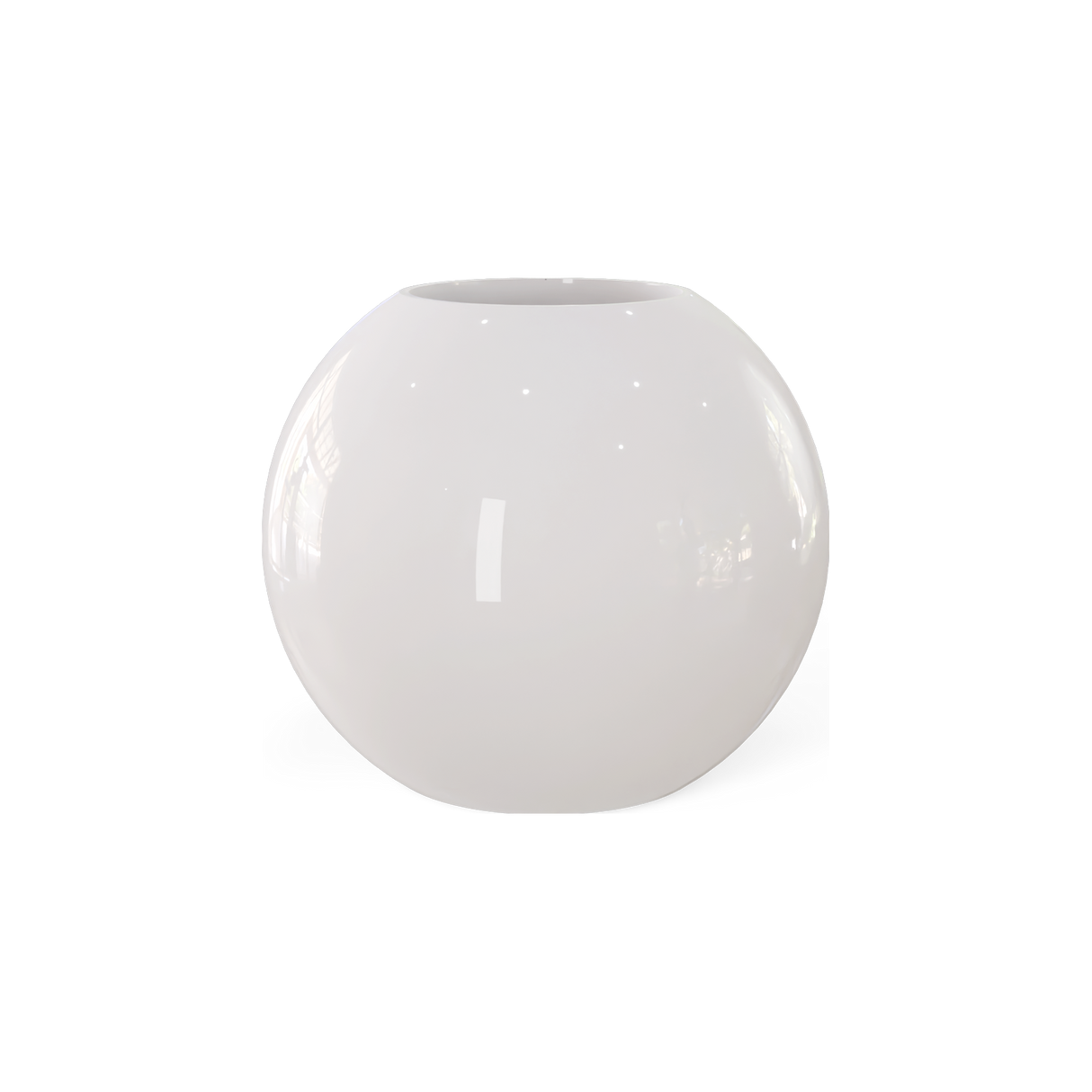 Globe round sphere fiberglass planter in Gloss Bright White