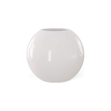 Globe round sphere fiberglass planter in Gloss Bright White