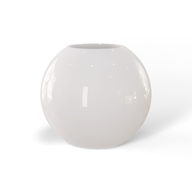 Globe fiberglass planter in Gloss Bright White, studio render