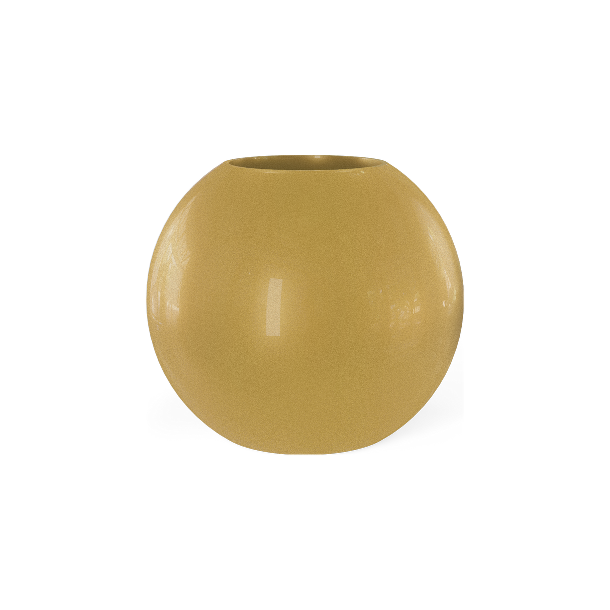 Globe round sphere fiberglass planter in Gloss Metallic Gold