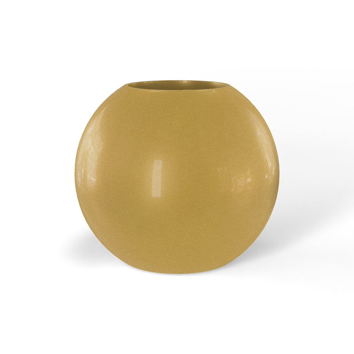 Globe fiberglass planter in Gloss Metallic Gold, studio render
