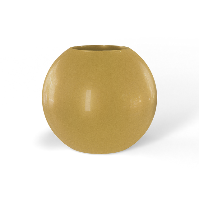 Globe fiberglass planter in Gloss Metallic Gold, studio render
