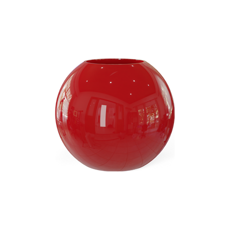 Globe round sphere fiberglass planter in Gloss Red