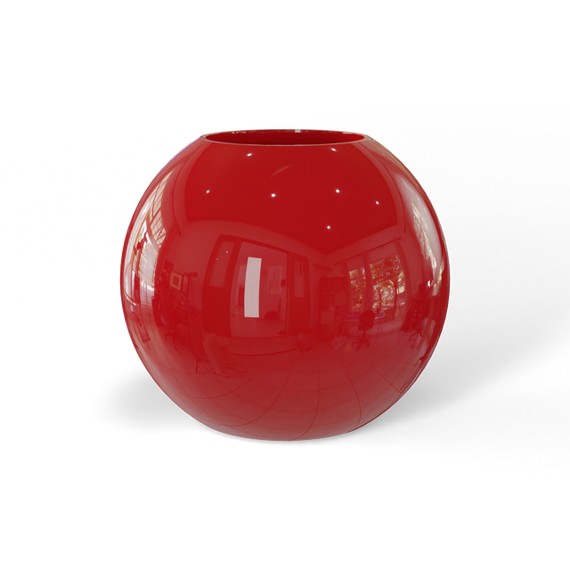 Globe fiberglass planter in Gloss Red, studio render