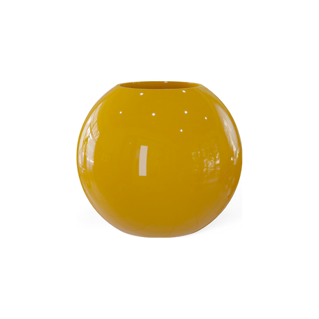 Globe round sphere fiberglass planter in Gloss Saffron
