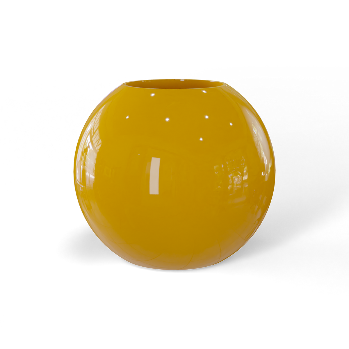 Globe fiberglass planter in Gloss Saffron, studio render