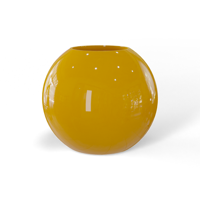 Globe fiberglass planter in Gloss Saffron, studio render