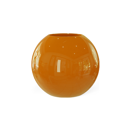Globe round sphere fiberglass planter in Gloss Tangerine