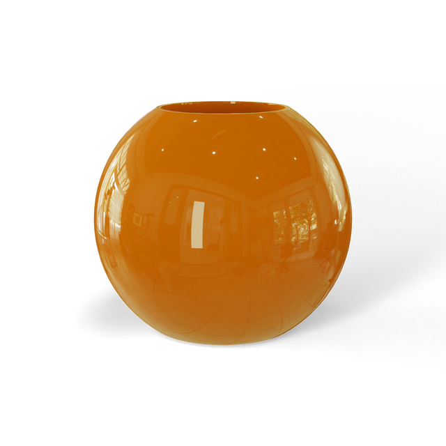 Globe fiberglass planter in Gloss Tangerine, studio render