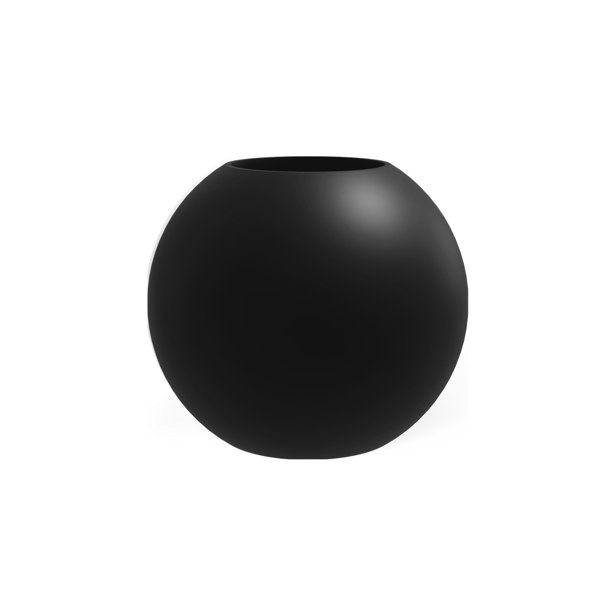 Globe round sphere fiberglass planter in Matte Black
