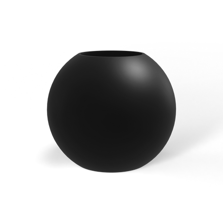 Globe fiberglass planter in Matte Black, studio render