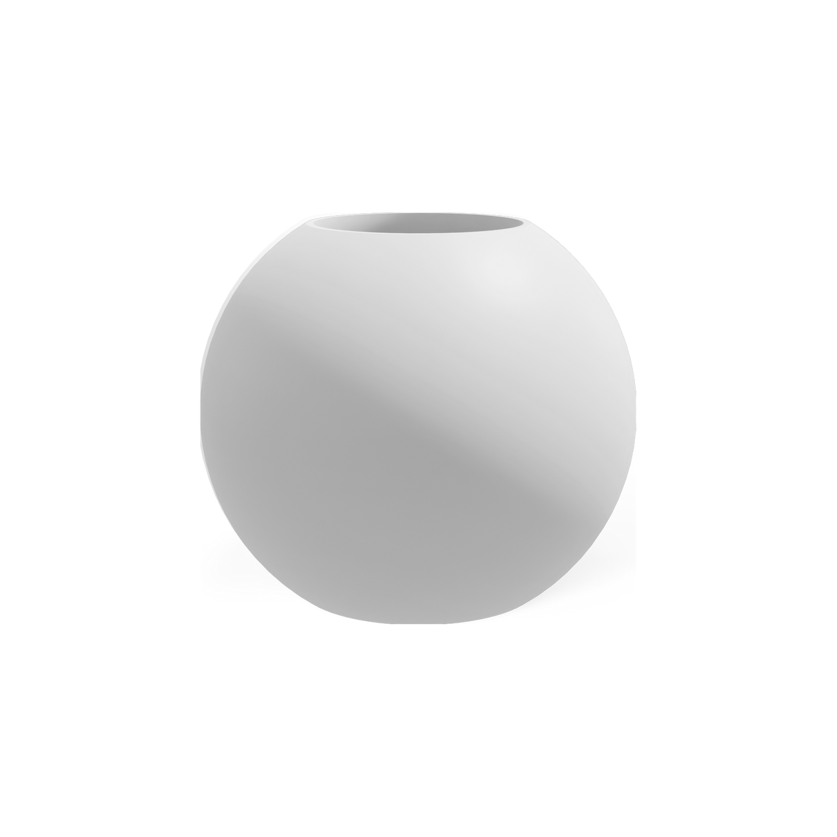 Globe round sphere fiberglass planter in Matte Bright White