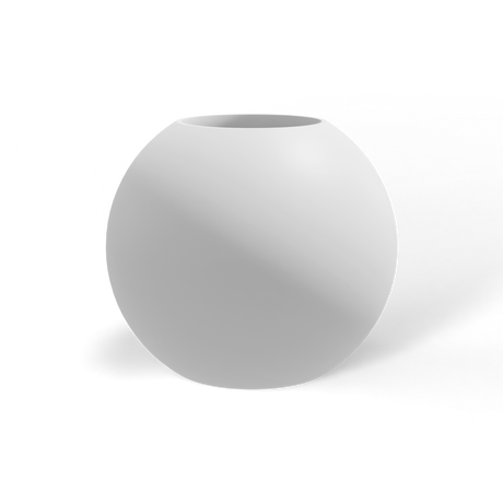 Globe fiberglass planter in Matte Bright White, studio render