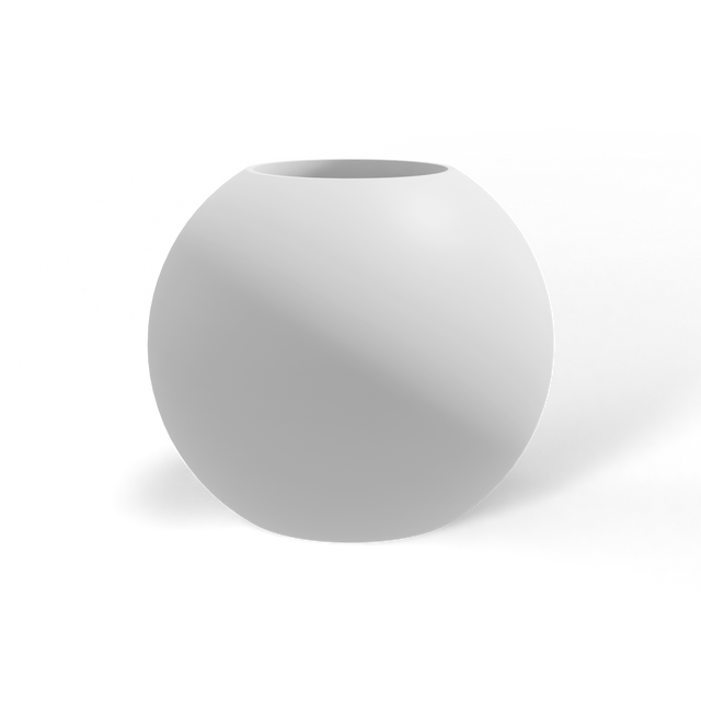 Globe fiberglass planter in Matte Bright White, studio render