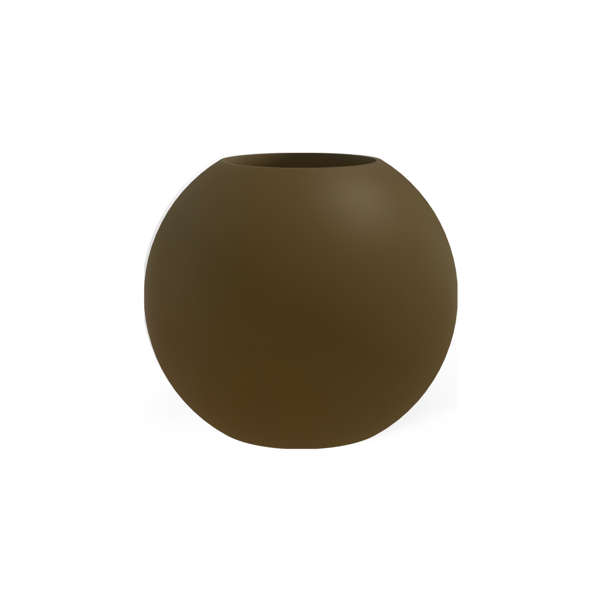 Globe round sphere fiberglass planter in Matte Bronze