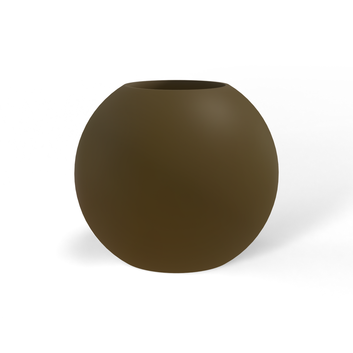 Globe fiberglass planter in Matte Bronze, studio render