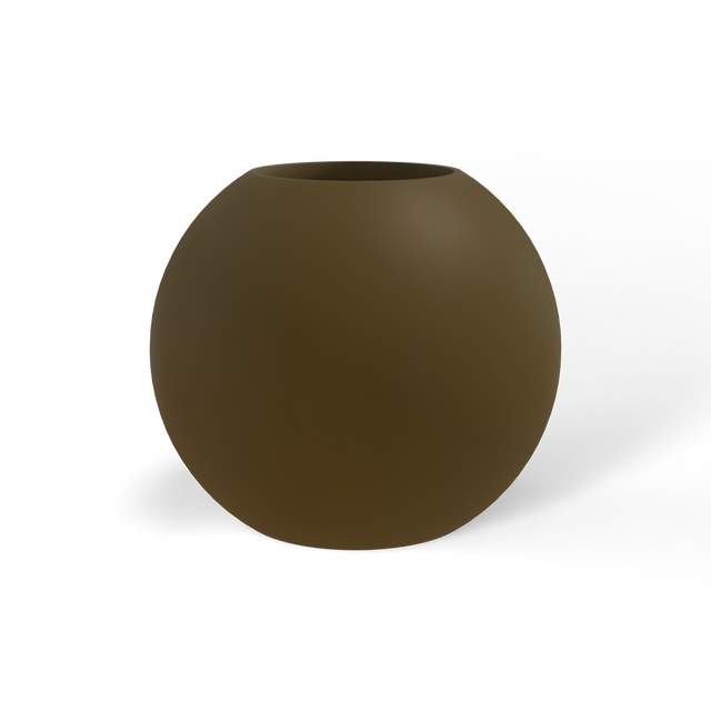 Globe fiberglass planter in Matte Bronze, studio render
