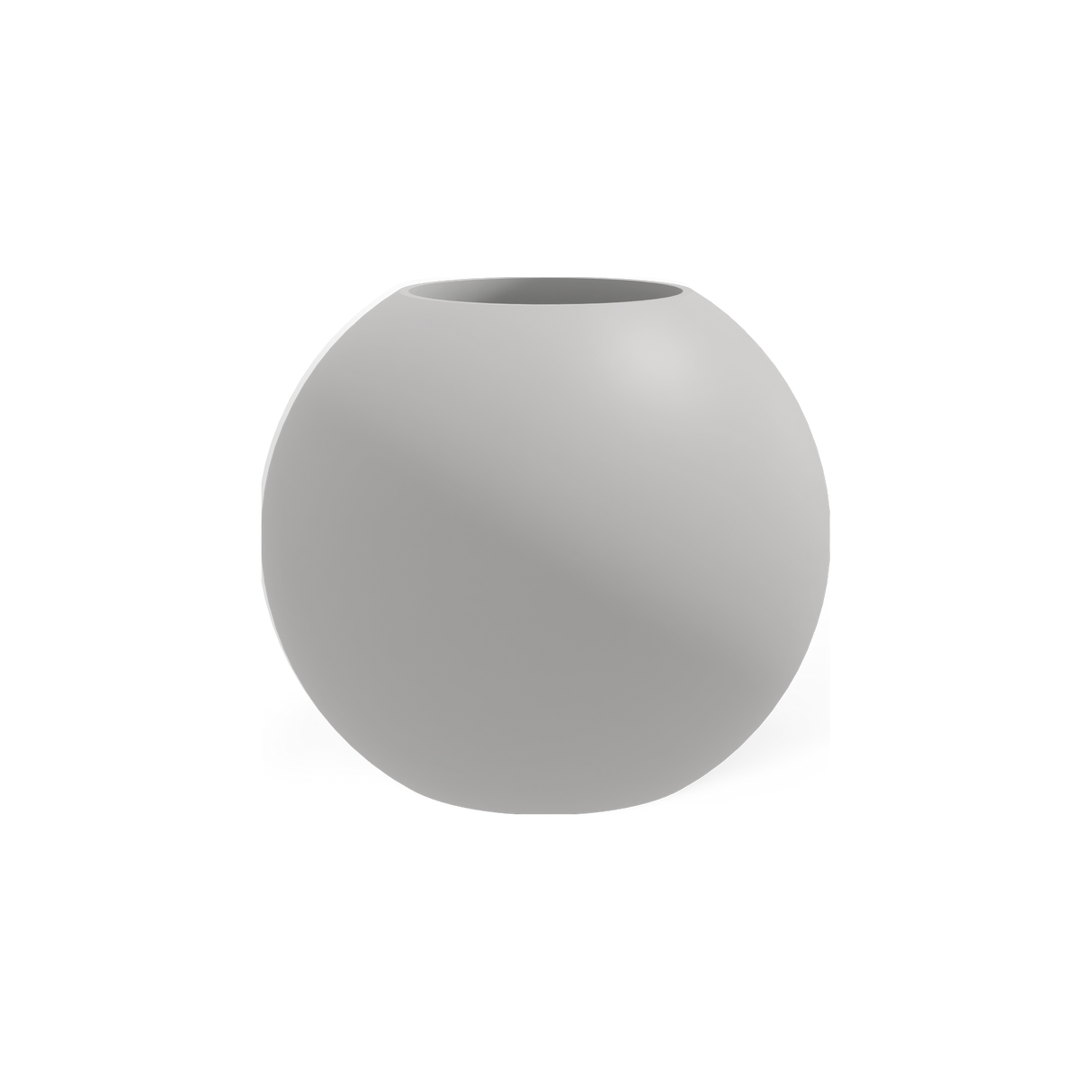 Globe round sphere fiberglass planter in Matte Cement Grey