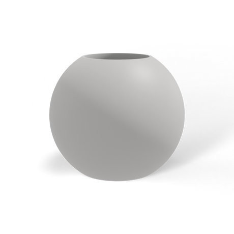 Globe fiberglass planter in Matte Cement Grey, studio render