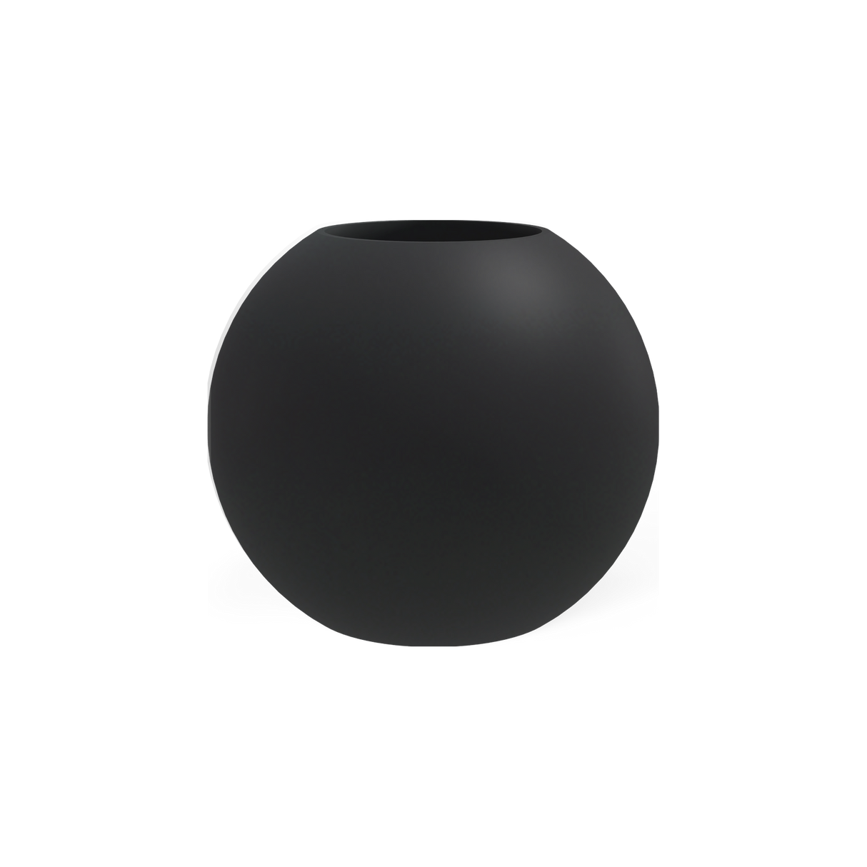 Globe round sphere fiberglass planter in Matte Charcoal