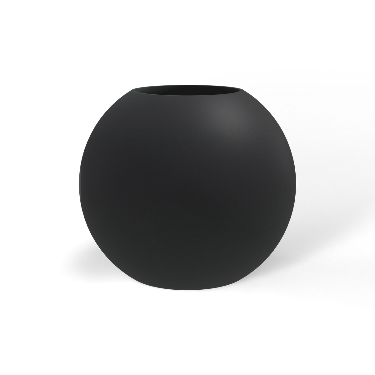 Globe fiberglass planter in Matte Charcoal, studio render