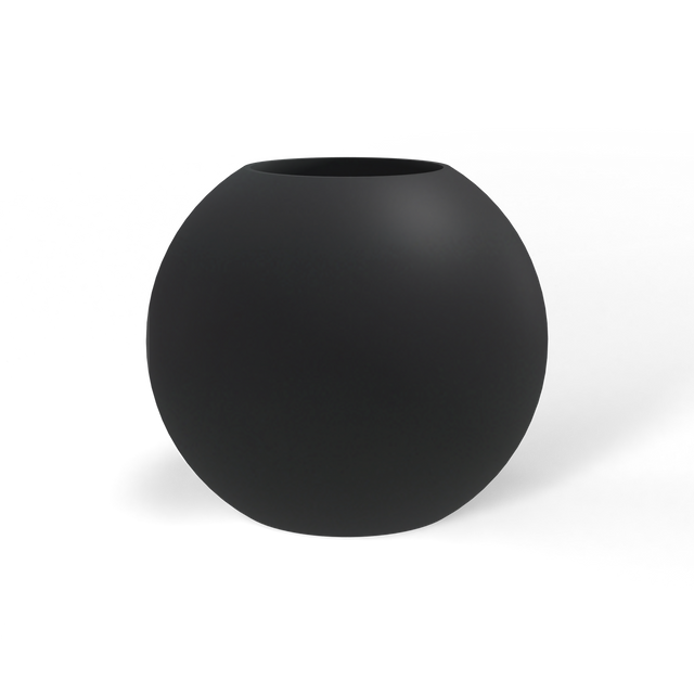 Globe fiberglass planter in Matte Charcoal, studio render