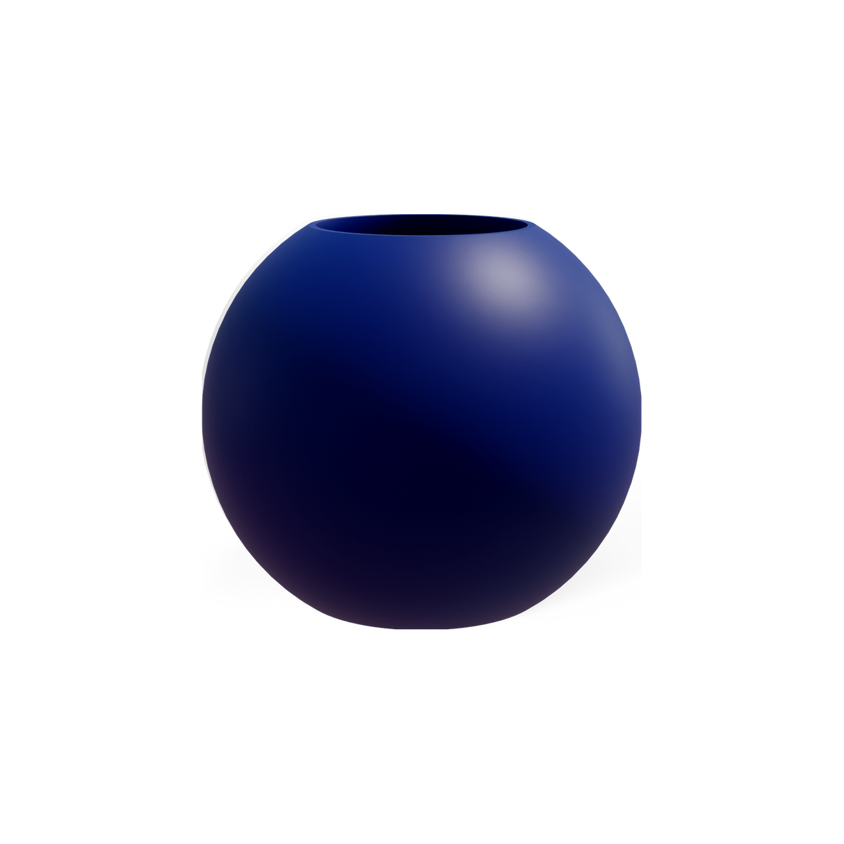 Globe round sphere fiberglass planter in Matte Cobalt Blue