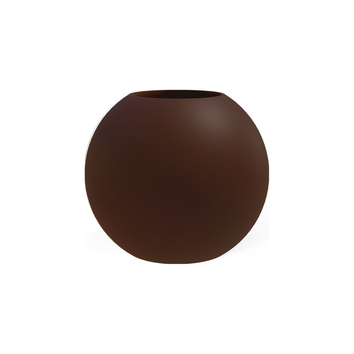 Globe round sphere fiberglass planter in Matte Dark Brown