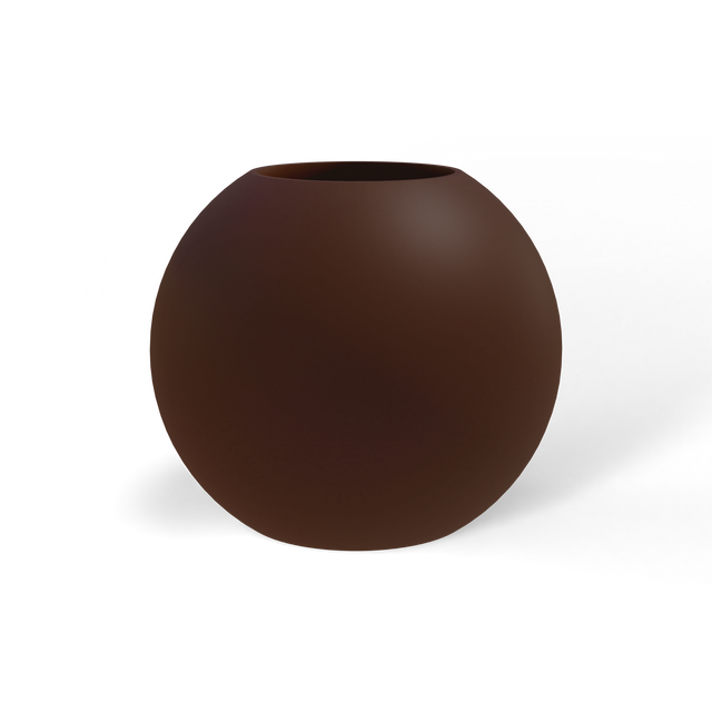 Globe fiberglass planter in Matte Dark Brown, studio render
