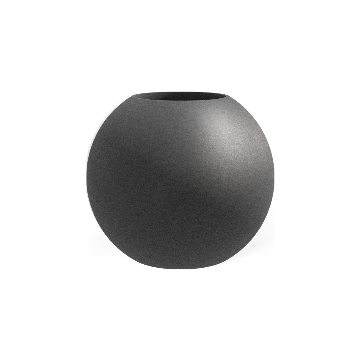 Globe round sphere fiberglass planter in Matte Gunmetal