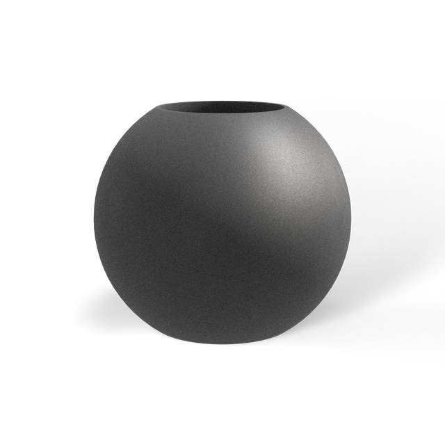 Globe fiberglass planter in Matte Gunmetal, studio render