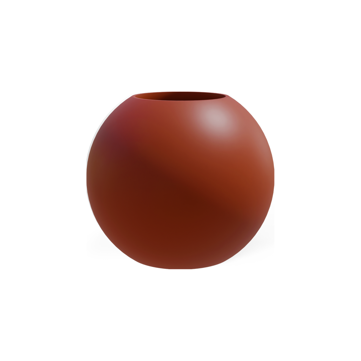 Globe round sphere fiberglass planter in Matte Terra Cotta