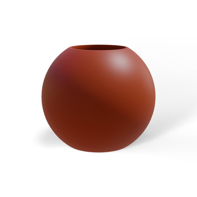 Globe fiberglass planter in Matte Terra Cotta, studio render