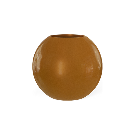 Globe round sphere fiberglass planter in Metallic Bronze