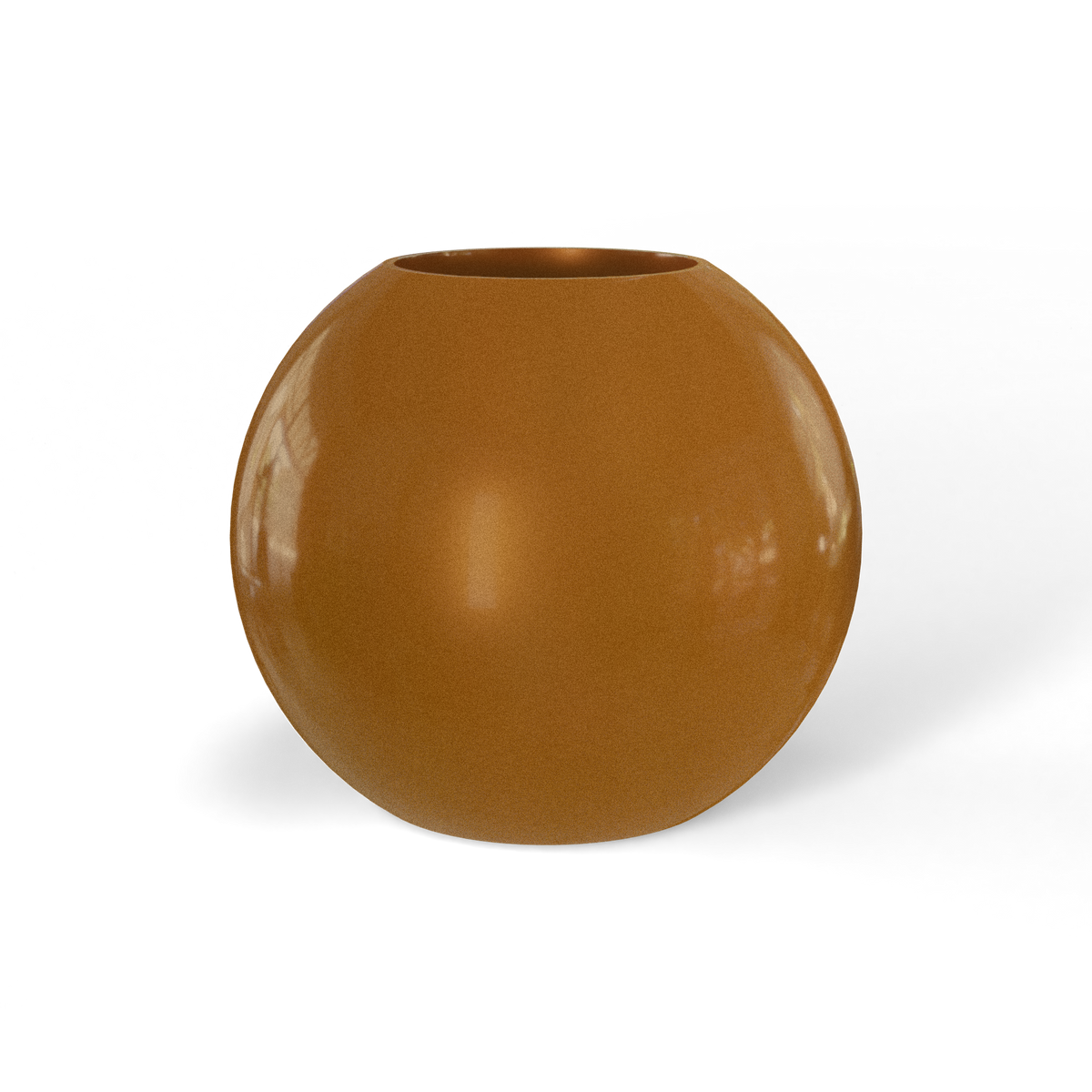 Globe fiberglass planter in Metallic Bronze, studio render