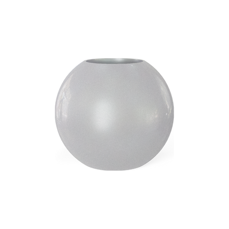 Globe round sphere fiberglass planter in Metallic Silver