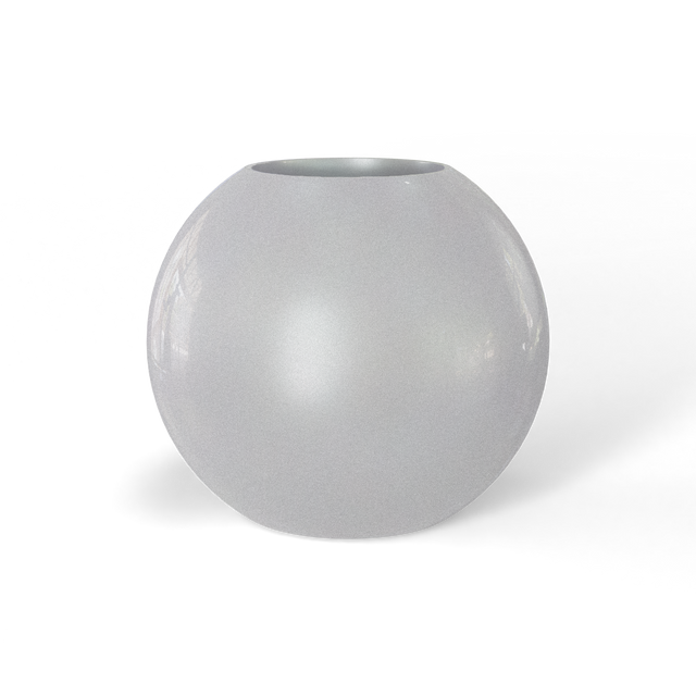 Globe fiberglass planter in Metallic Silver, studio render