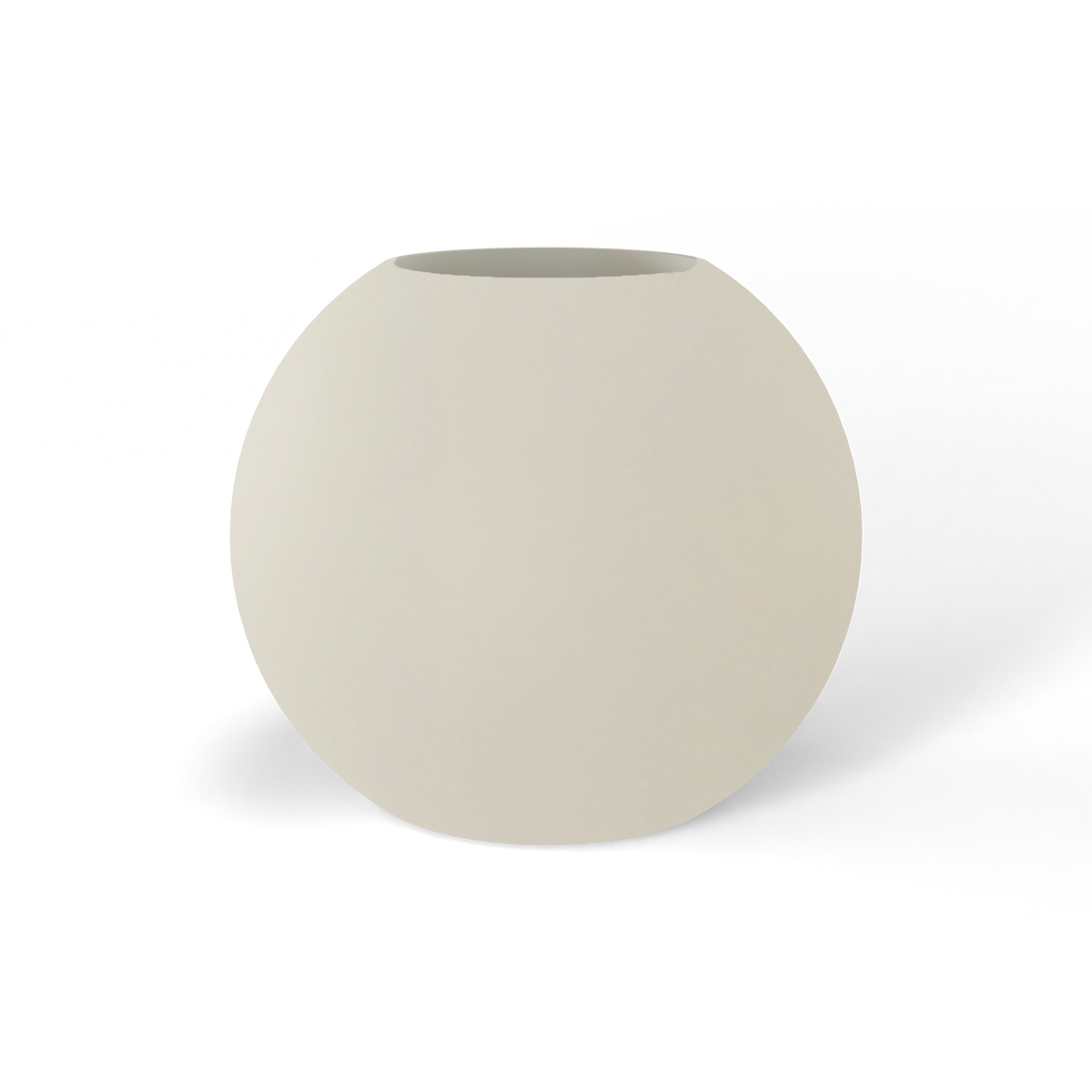 Globe fiberglass planter in Satin Beige, studio render