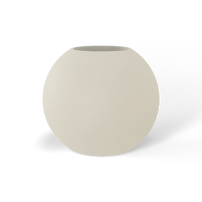 Globe fiberglass planter in Satin Beige, studio render