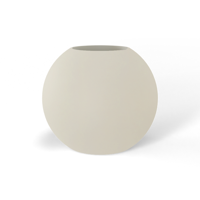 Globe fiberglass planter in Satin Beige, studio render