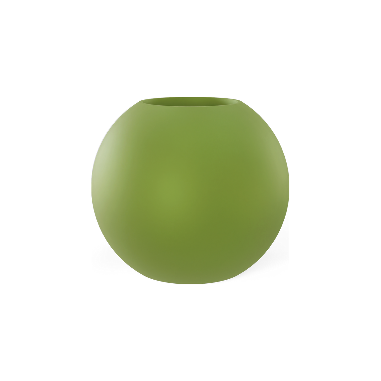 Globe round sphere fiberglass planter in Satin Green