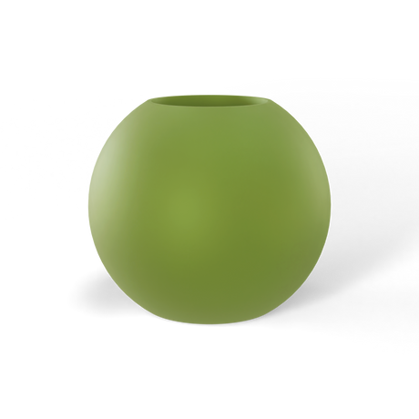 Globe fiberglass planter in Satin Green, studio render