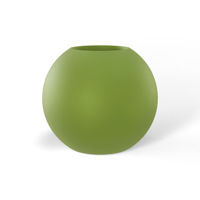 Globe fiberglass planter in Satin Green, studio render