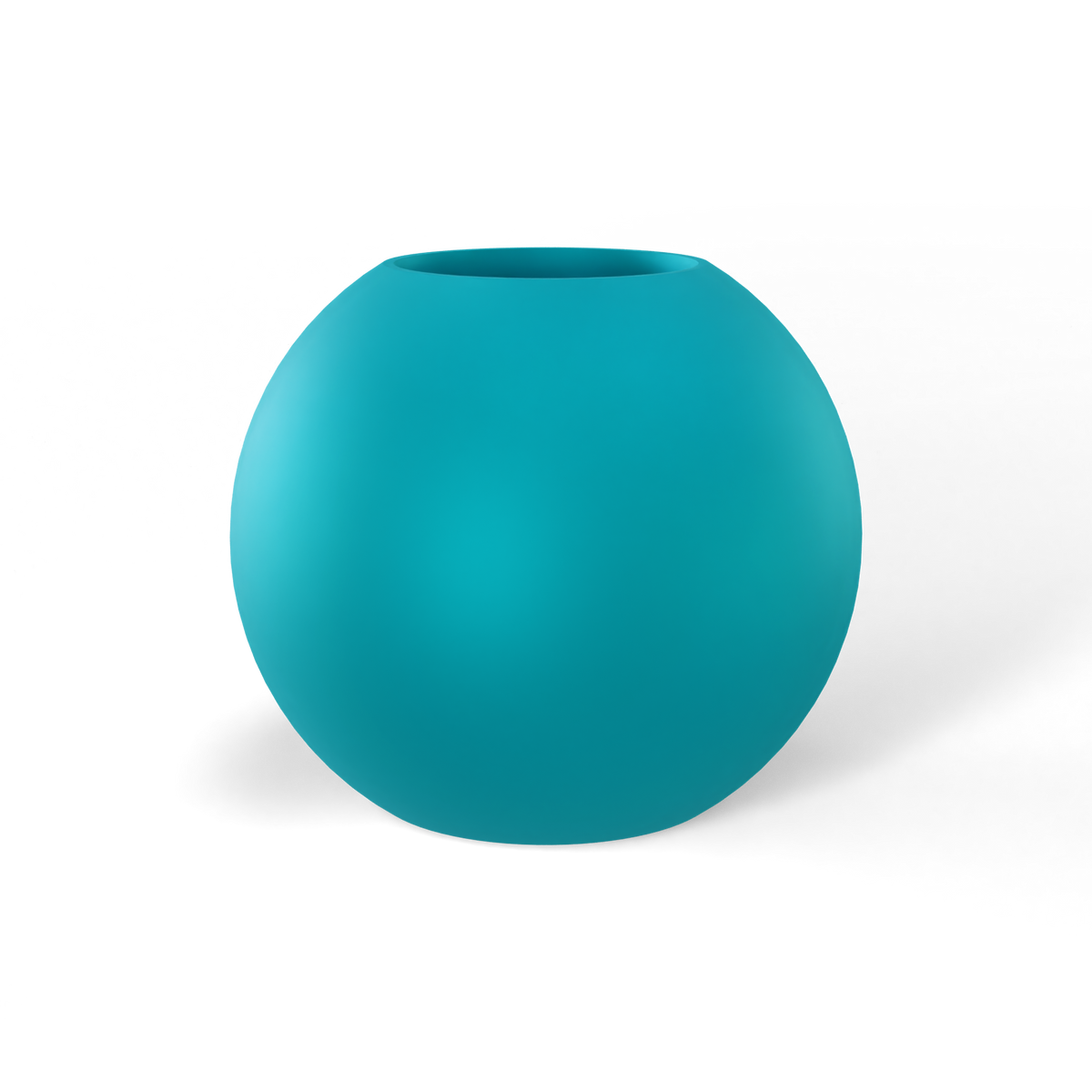 Globe fiberglass planter in Satin Seafoam Green, studio render