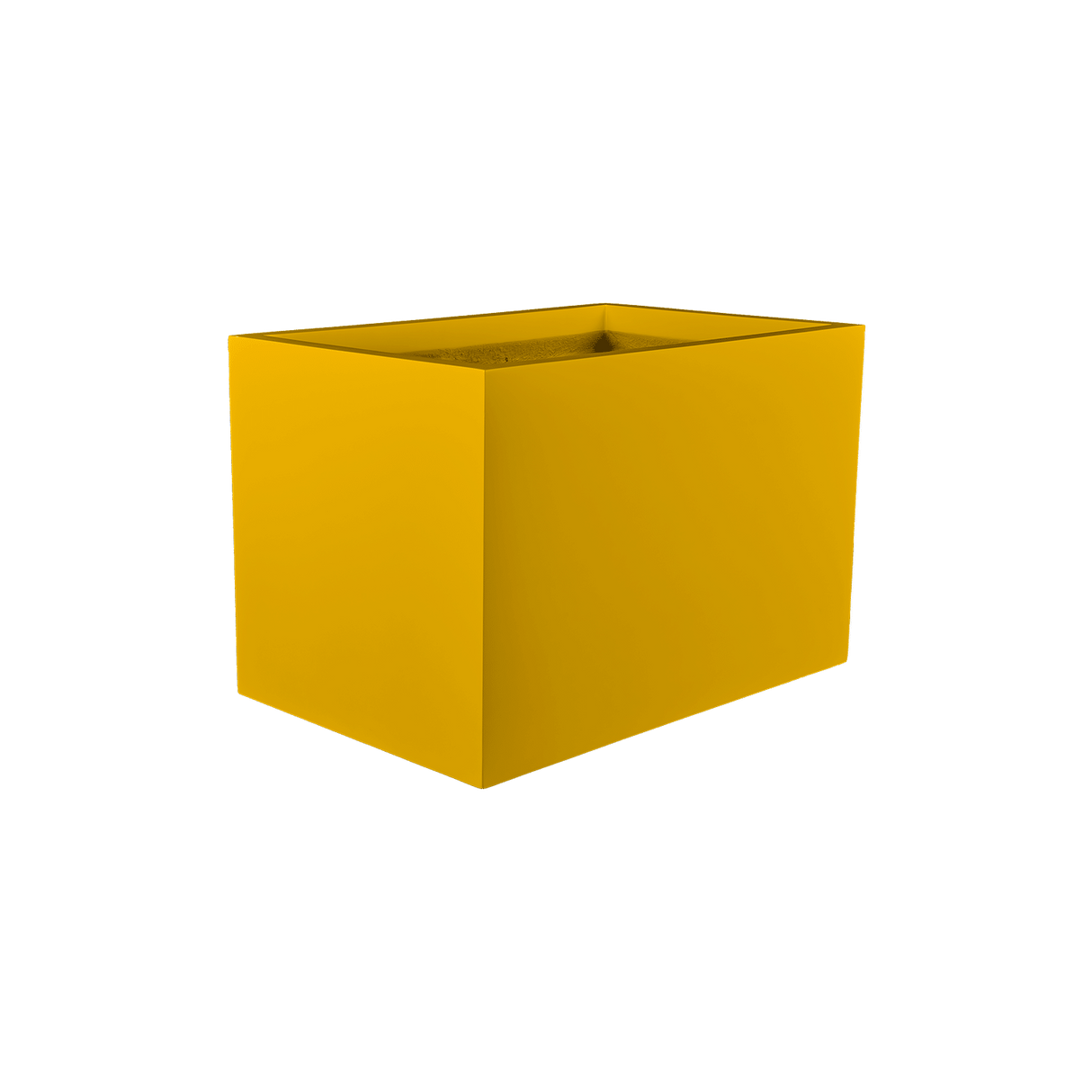 Granada rectangular fiberglass planter in Gloss Saffron
