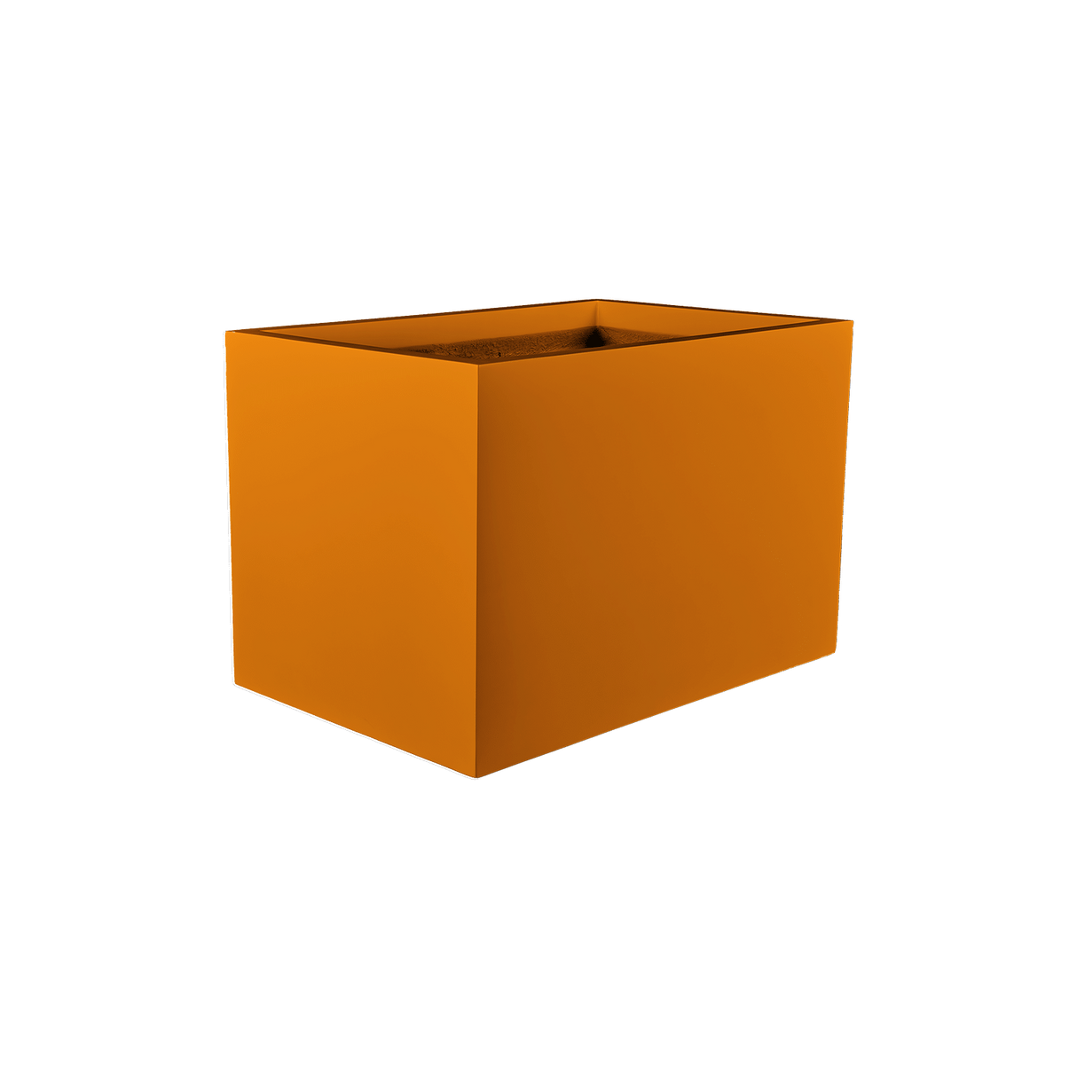 Granada rectangular fiberglass planter in Gloss Tangerine