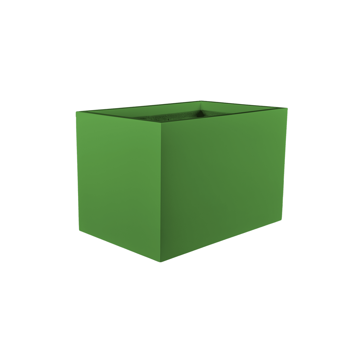 Granada rectangular fiberglass planter in Satin Green